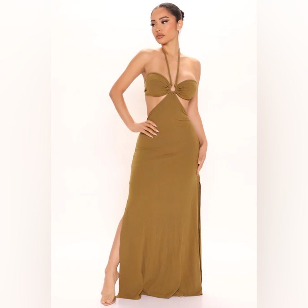 Fashion Nova Strapless Tan Dress